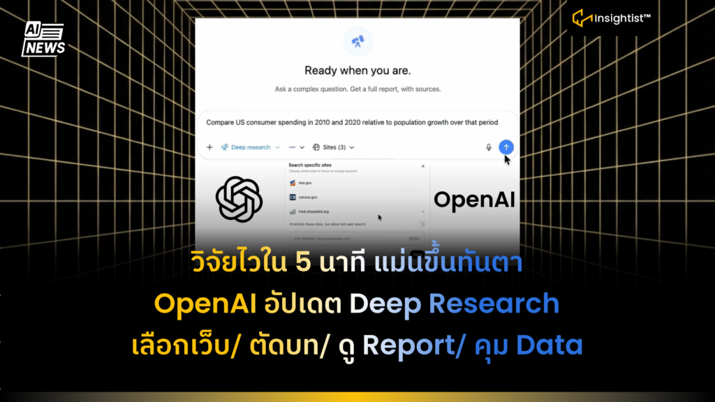 วิจัยไวใน 5 นาที แม่นขึ้นทันตา OpenAI อัปเดต Deep Research เลือกเว็บ ...