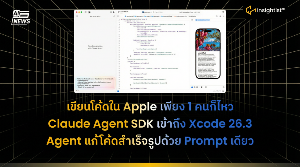 เขียนโค้ดใน Apple เพียง 1 คนก็ไหว Claude Agent SDK เข้าถึง Xcode 26.3 ...